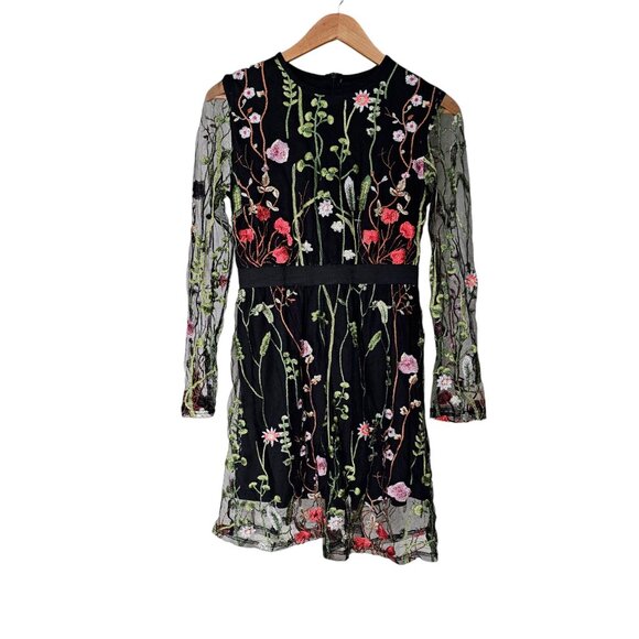 Women's - Floral Embroidered Long Sleeve Dress, Size Large - Picture 2 of 10